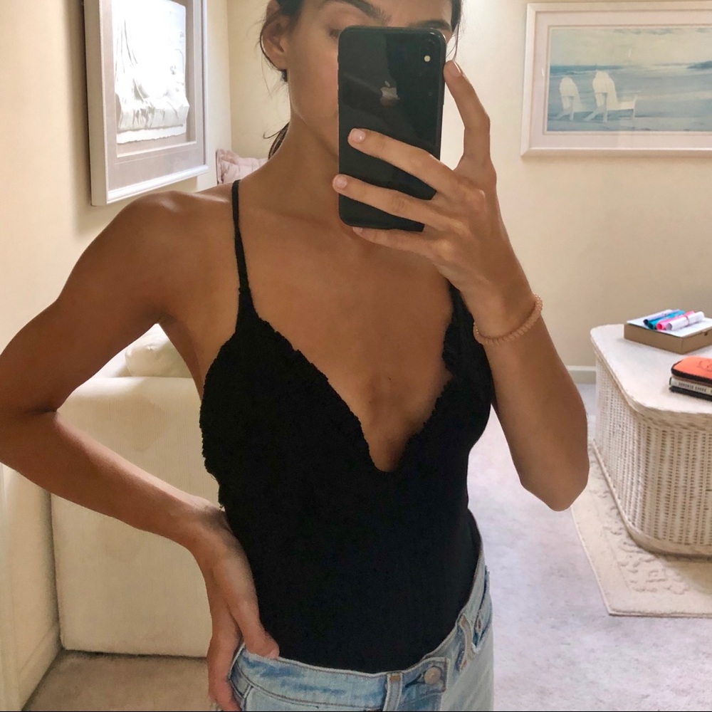Black Ribbed Bodysuit - Picture 2 of 2